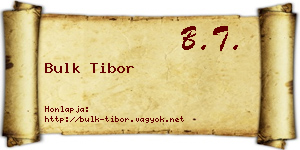 Bulk Tibor névjegykártya